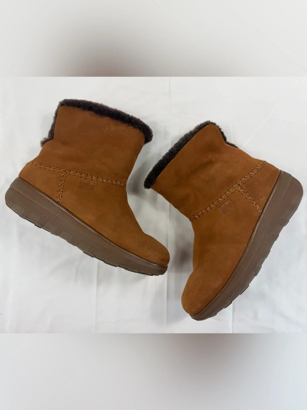 FitFlop Mukluk Shorty Chestnut Suede Ankle Boots Women’s Size 7 Casual Outdoors